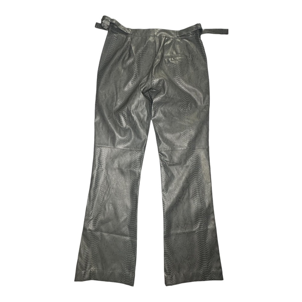 Naked Wardrobe Snakeskin Print High Waist Faux Leather Trousers Dark Grey. Sz: L - Picture 3 of 9